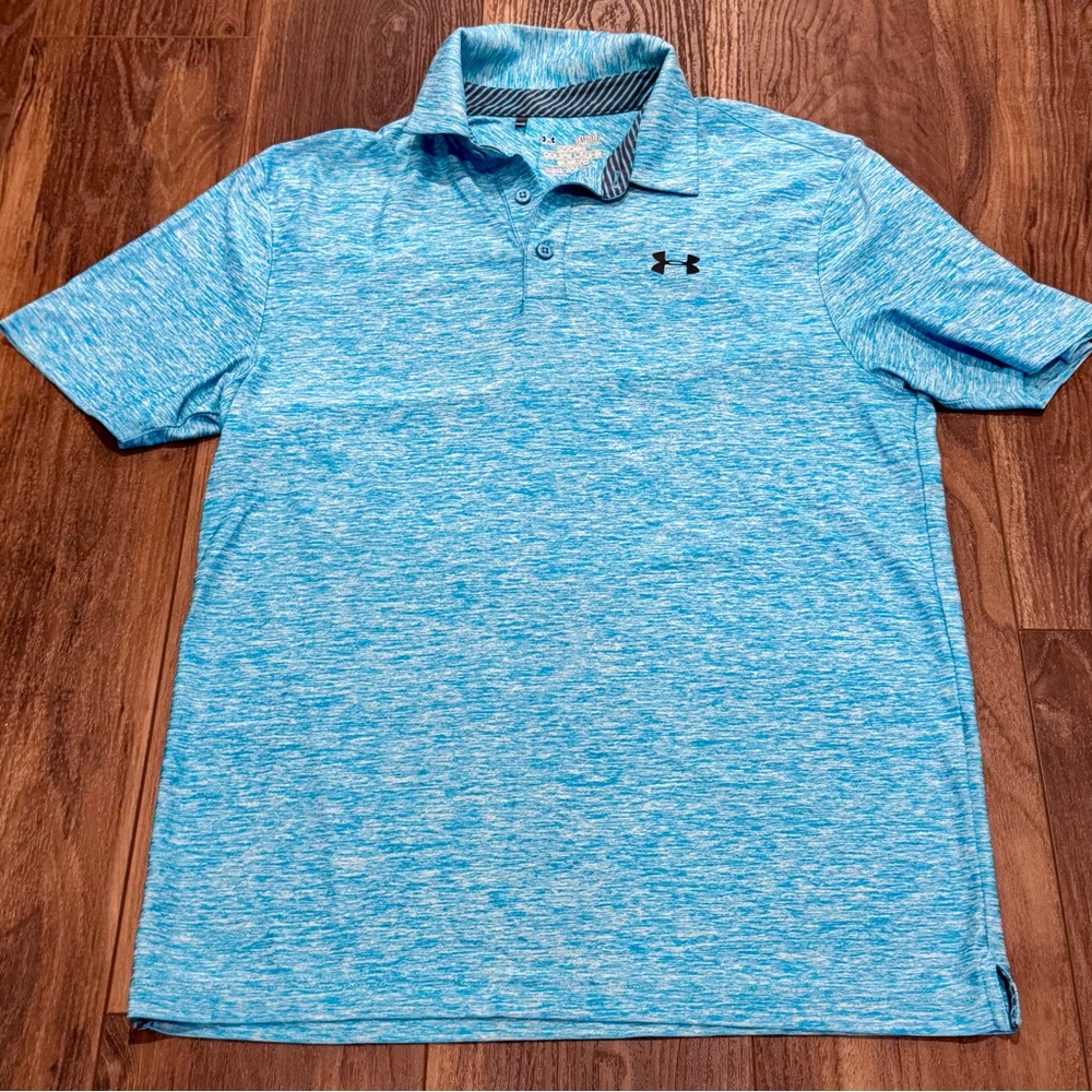 Under Armour Men's Light Blue Heat-gear Loose Polo Shirt